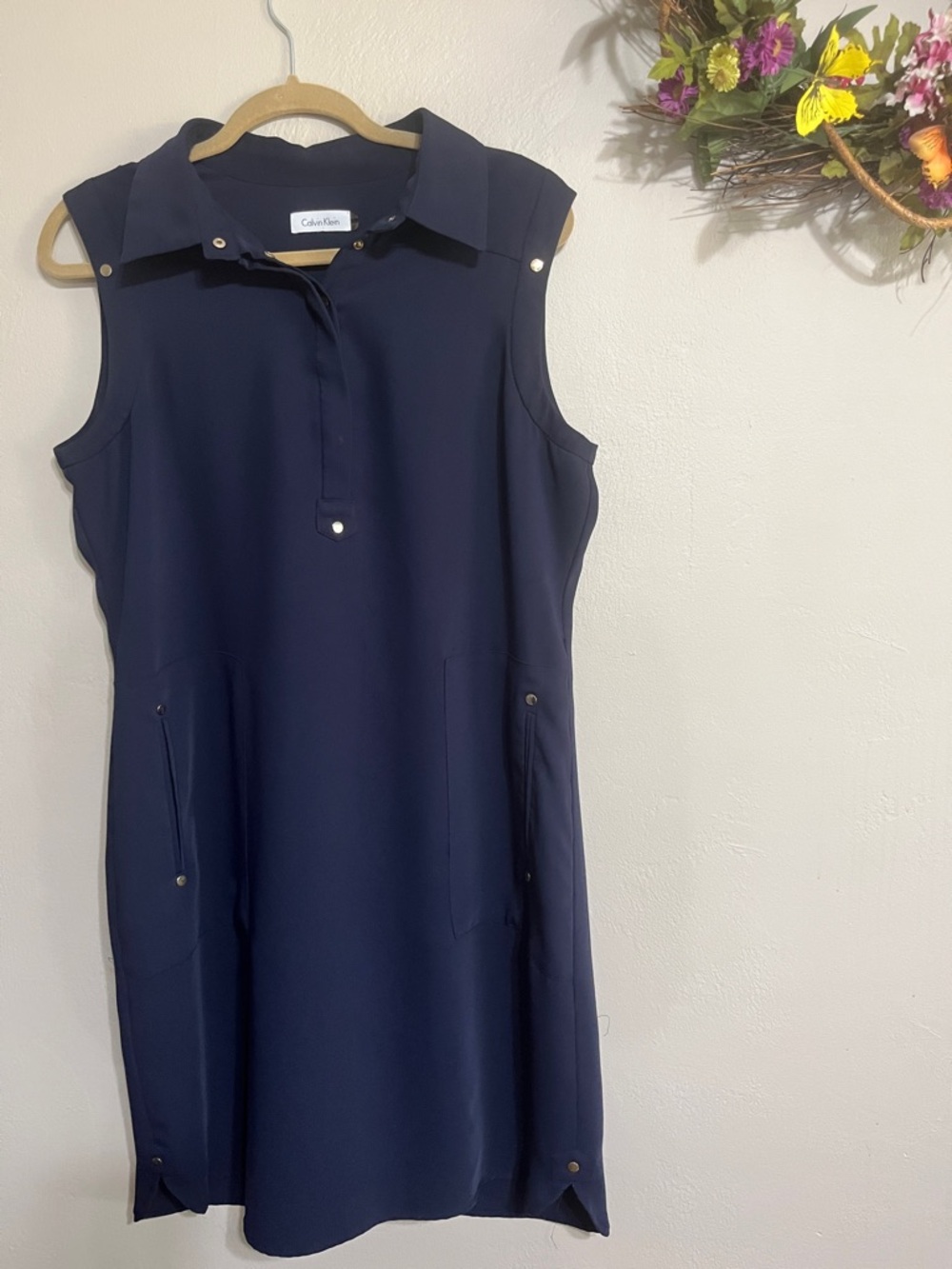 Calvin Klein Navy Sleeveless Polo Shift Dress